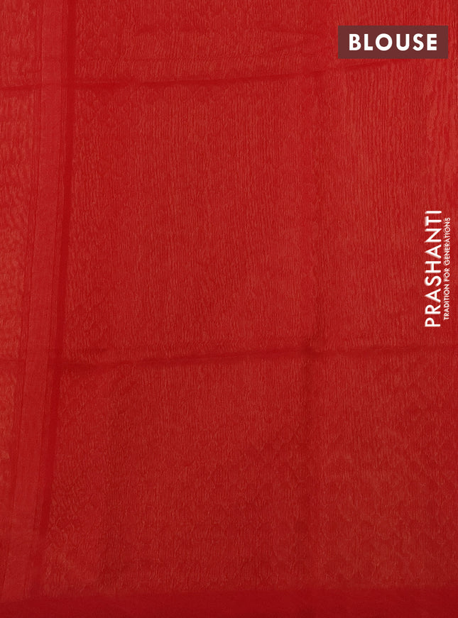 Kora silk cotton saree sandal and red with thread & zari weaves and simple border