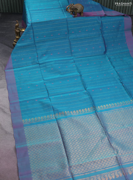 Kora silk cotton saree teal blue and dual shade of pink with thread & zari weaves and simple border