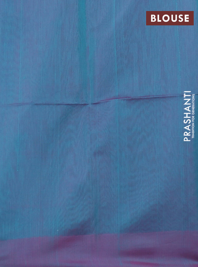 Kora silk cotton saree teal blue and dual shade of pink with thread & zari weaves and simple border