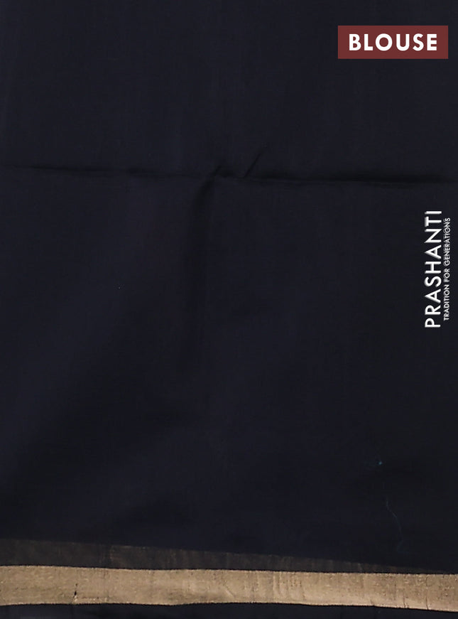 Kora silk cotton saree dual shade of bluish green and black with thread & zari woven buttas and zari woven border