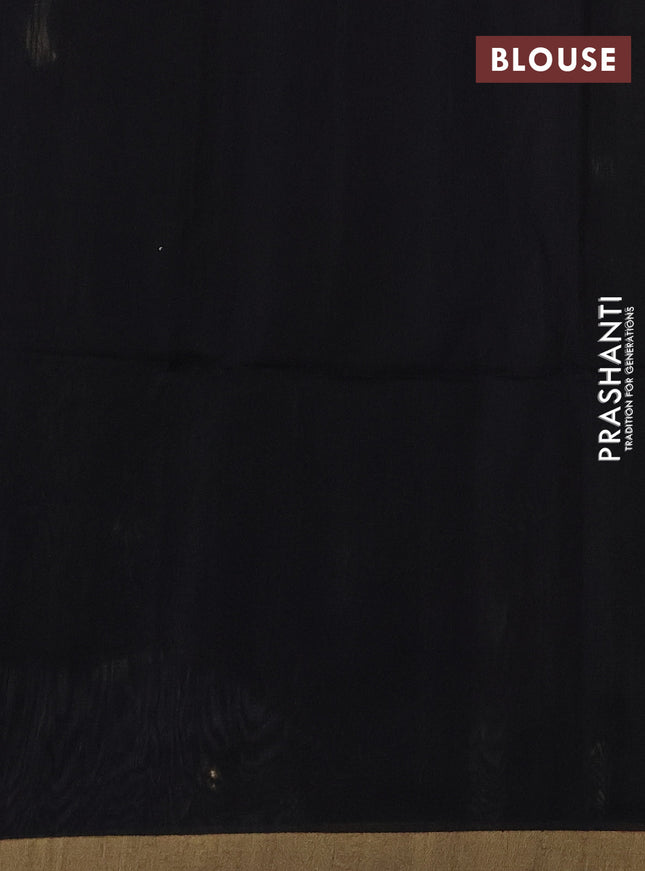 Kora silk cotton saree black with zari woven buttas and zari woven border