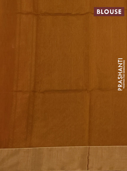 Kora silk cotton saree maroon and dark mustard with silver & gold zari woven floral buttas and zari woven border