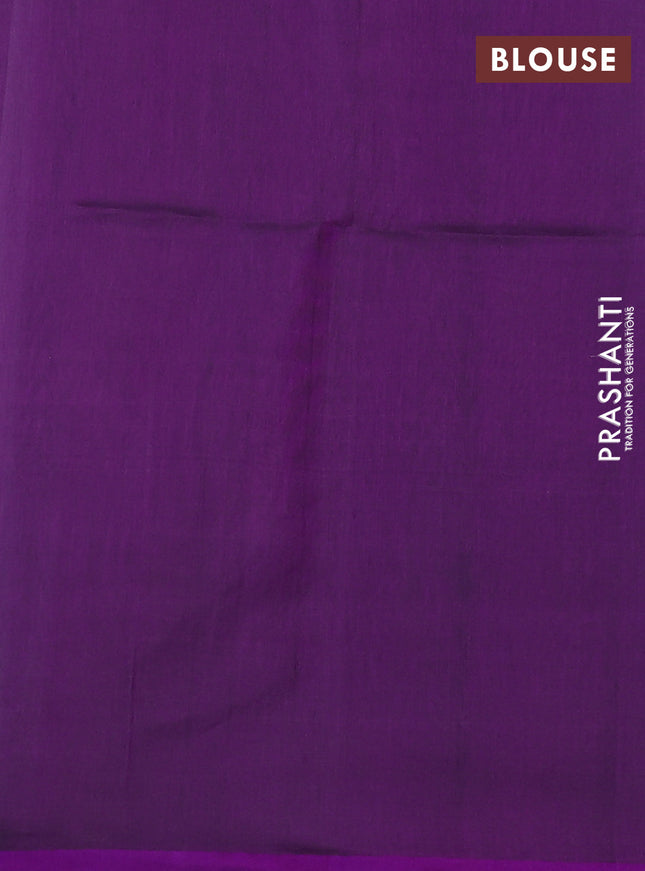 Kora silk cotton saree wine shade and dark sap green with silver & gold zari woven buttas and zari woven border