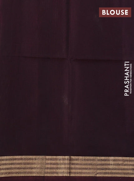 Kora silk cotton saree grey and deep maroon with silver & gold zari woven buttas and zari woven border