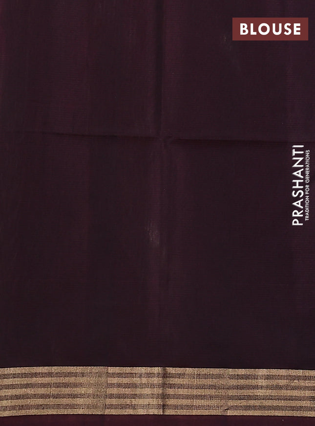 Kora silk cotton saree grey and deep maroon with silver & gold zari woven buttas and zari woven border