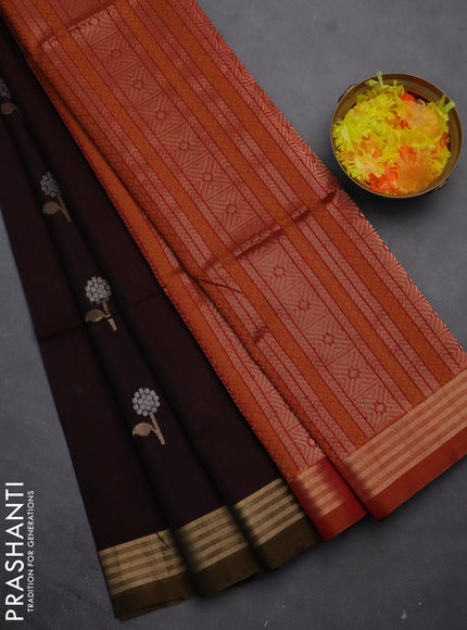 Kora silk cotton saree wine shade and dual shade of pink with silver & gold zari woven buttas and zari woven border