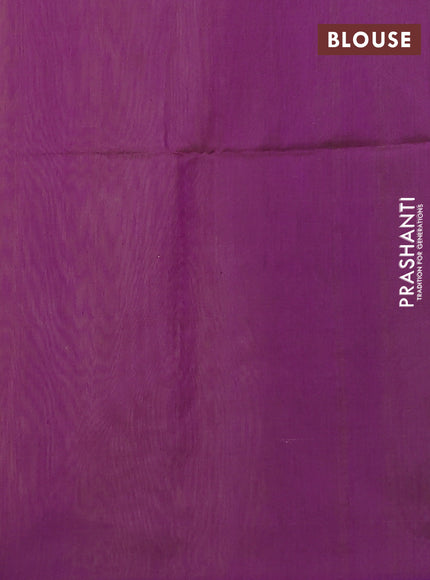 Kora silk cotton saree sandal and purple with thread woven buttas and thread woven border