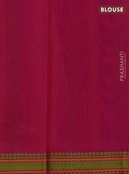 Kora silk cotton saree dual shade of teal green and pink with thread woven paisly buttas and thread woven border