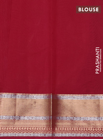Kora silk cotton saree grey and maroon with silver & gold zari woven geometric buttas and zari woven border