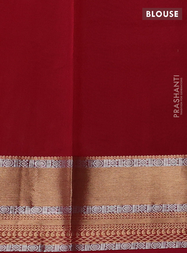 Kora silk cotton saree dual shade of mustard yellowish teal and pink with silver & gold zari woven geometric buttas and zari woven border