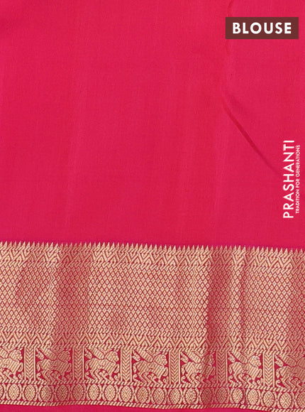 Pure kanchipuram silk saree yellow and pink with zari woven buttas and zari woven border