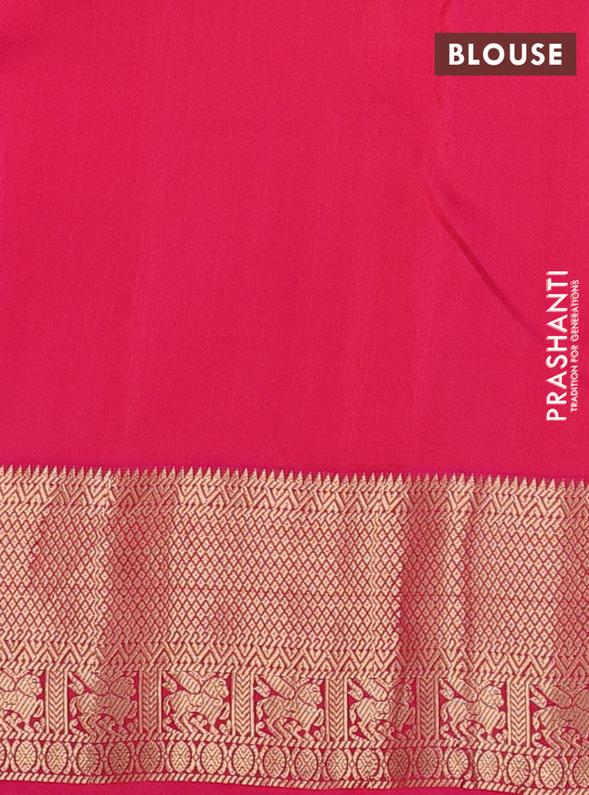 Pure kanchipuram silk saree yellow and pink with zari woven buttas and zari woven border