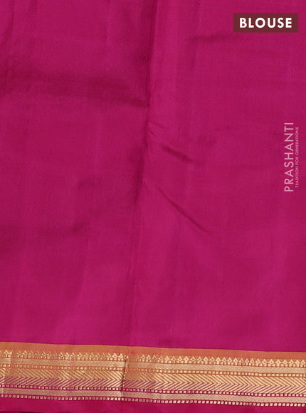 Pure kanchipuram silk saree purple and pink with temple zari woven buttas and zari woven border