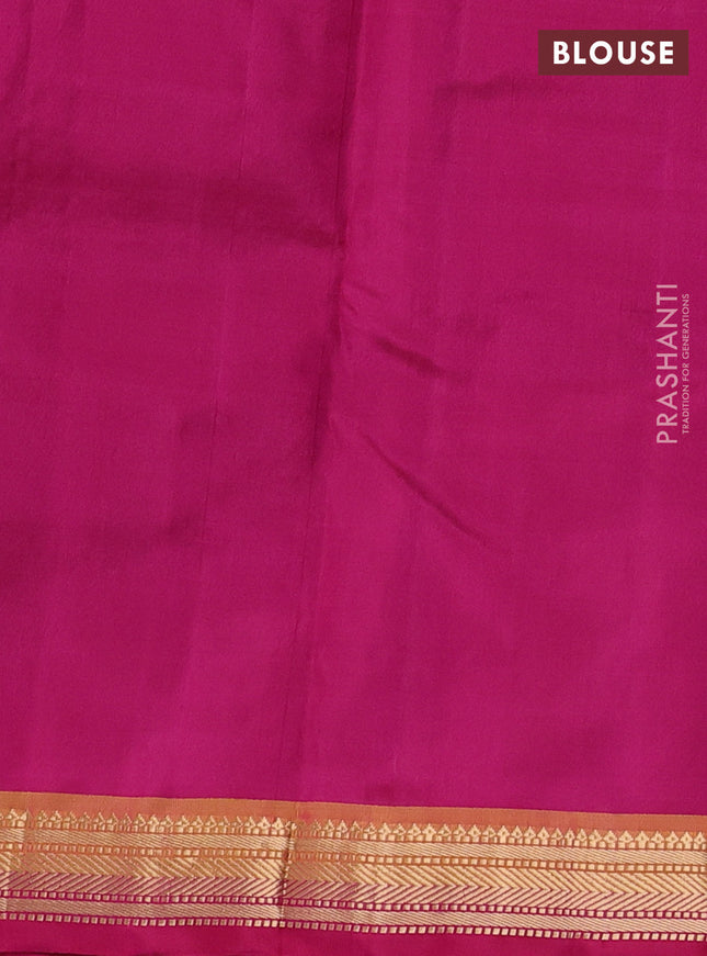 Pure kanchipuram silk saree purple and pink with temple zari woven buttas and zari woven border