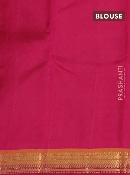 Pure kanchipuram silk saree mustard shade and pink with temple zari woven buttas and zari woven border