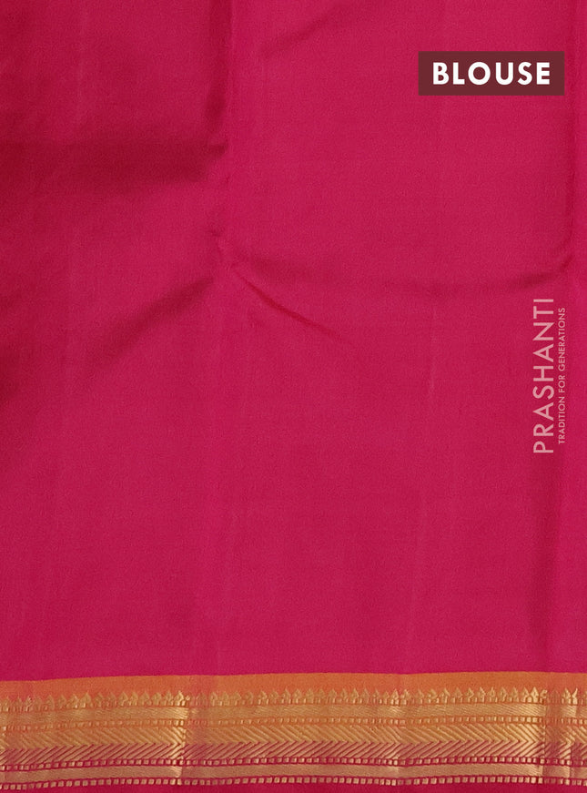 Pure kanchipuram silk saree mustard shade and pink with temple zari woven buttas and zari woven border