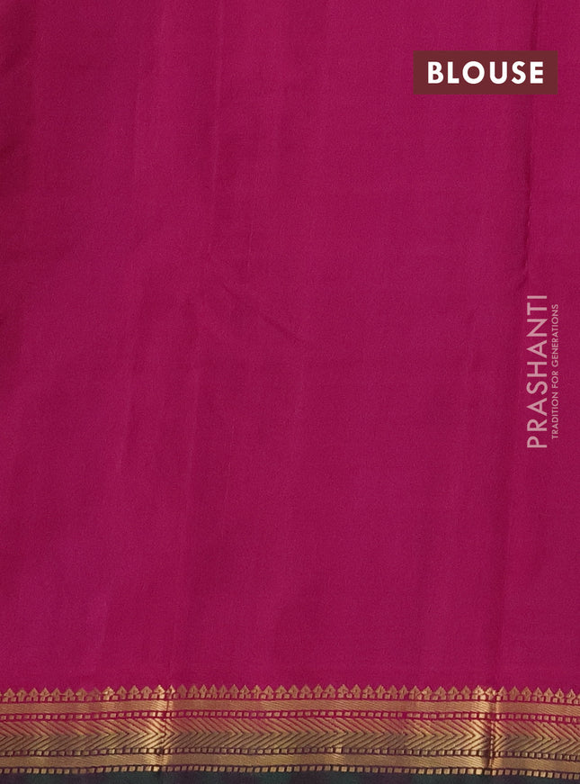 Pure kanchipuram silk saree purple shade and dual shade of green with temple zari woven buttas and ganga jamuna border