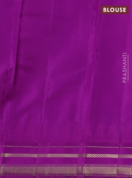 Pure kanchipuram silk saree pastel pink shade with plain body and ganga jamuna border