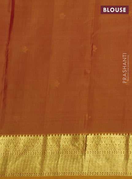 Pure kanchipuram silk saree maroon and dark mustard with zari woven buttas and rich zari woven border
