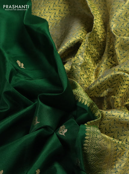 Pure kanchipuram silk saree green and pastel green shade with zari woven buttas and rich zari woven border