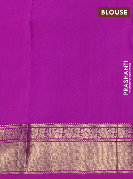 Pure kanchipuram silk saree dual shade of blue and purple with zari woven buttas and rich zari woven border