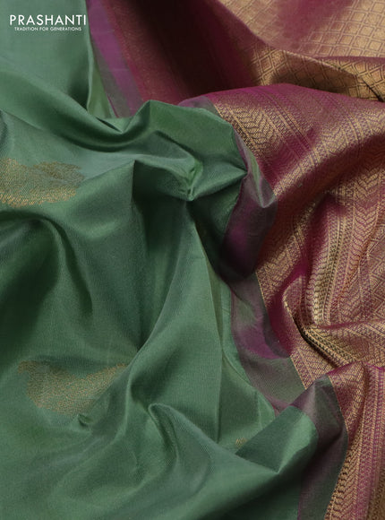 Pure kanchipuram silk saree pastel green and pink with zari woven buttas and rich zari woven border