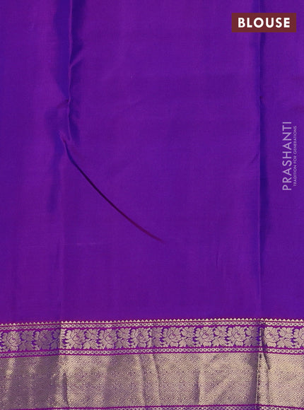 Pure kanchipuram silk saree blue and purple with zari woven buttas and rich zari woven border