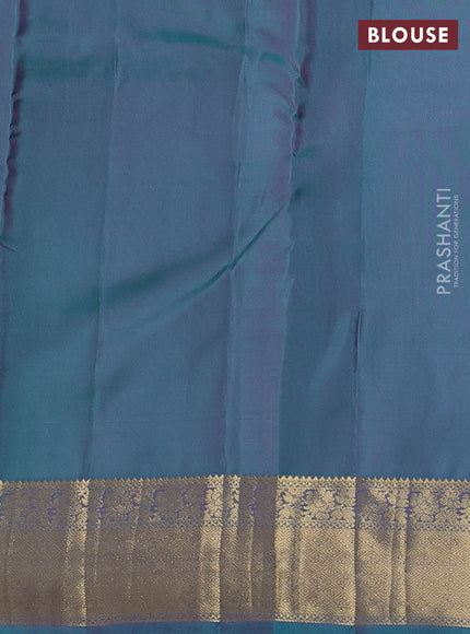 Pure kanchipuram silk saree mauve pink and teal green with zari woven buttas and rich zari woven border