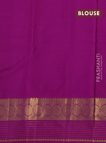Pure kanchipuram silk saree dual shade of blue and purple with zari woven buttas and rich zari woven border
