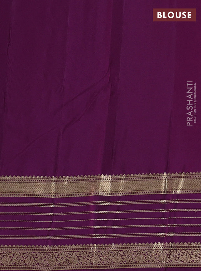 Pure kanchipuram silk saree pastel blue and deep purple with zari woven buttas and rich zari woven border