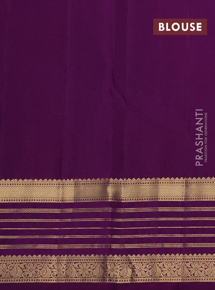 Pure kanchipuram silk saree teal blue and purple with zari woven buttas and rich zari woven border