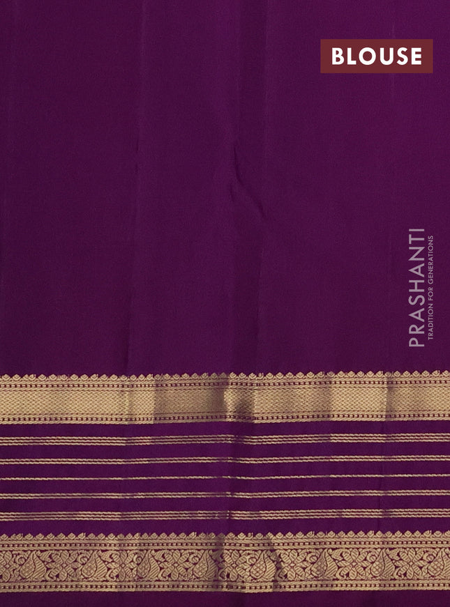 Pure kanchipuram silk saree teal blue and purple with zari woven buttas and rich zari woven border