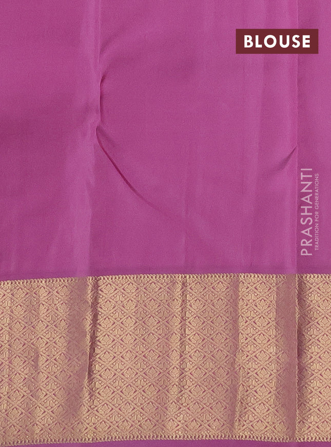 Pure kanchipuram silk saree bottle green and pastel pink with zari woven buttas and zari woven korvai buttas