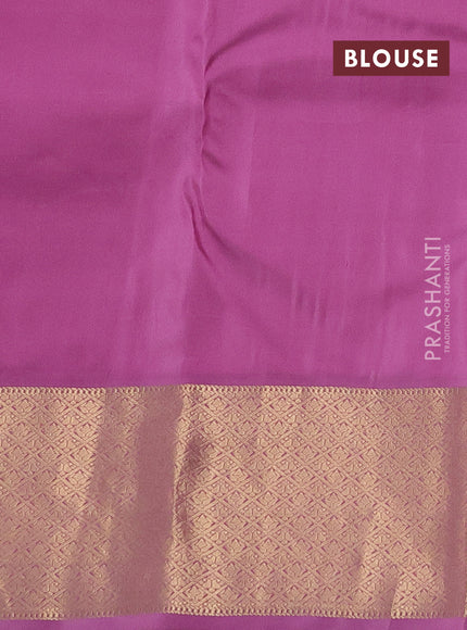 Pure kanchipuram silk saree purple and pastel pink with zari woven buttas and zari woven korvai buttas