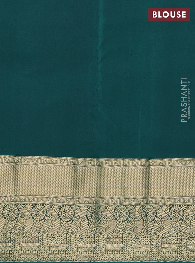 Pure kanchipuram silk saree maroon and green with zari woven buttas and rich zari woven border