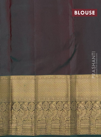 Pure kanchipuram silk saree magenta pink and green with zari woven buttas and rich zari woven border