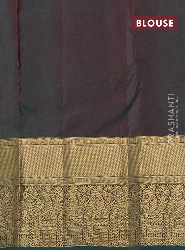 Pure kanchipuram silk saree magenta pink and green with zari woven buttas and rich zari woven border