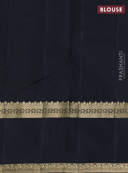Pure kanchipuram silk saree mehendi green and black with zari woven buttas and rettapet zari woven border