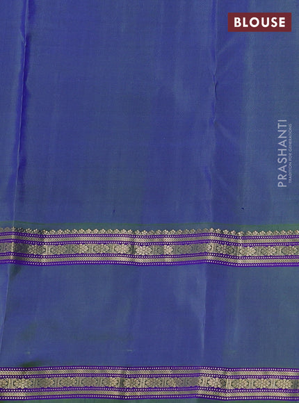 Pure kanchipuram silk saree blue and dual shade of green with zari woven buttas and rettapet zari woven border