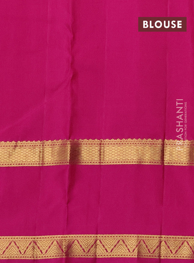 Pure kanchipuram silk saree honey shade and pink with zari woven buttas and long zari woven butta border