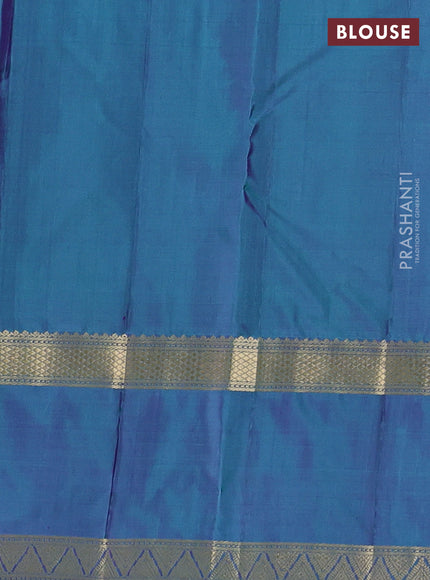 Pure kanchipuram silk saree mild purple and dual shade of teal green with zari woven buttas and long zari woven butta border