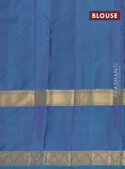 Pure kanchipuram silk saree purple and dual shade of teal green with zari woven buttas and long zari woven butta border