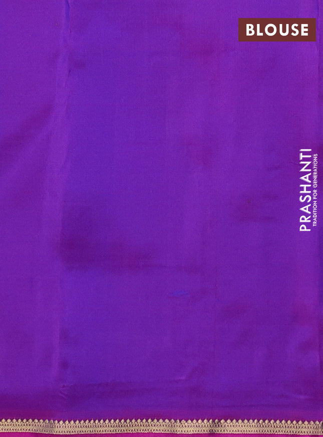 Pure kanchipuram silk saree royal blue and purple with allover zari woven 1000 buttas and small zari woven border