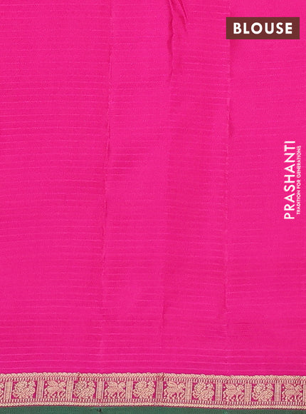 Pure kanchipuram silk saree dual shade of mustard yellow and pink with allover stripe pattern & zari woven buttas and small zari woven border