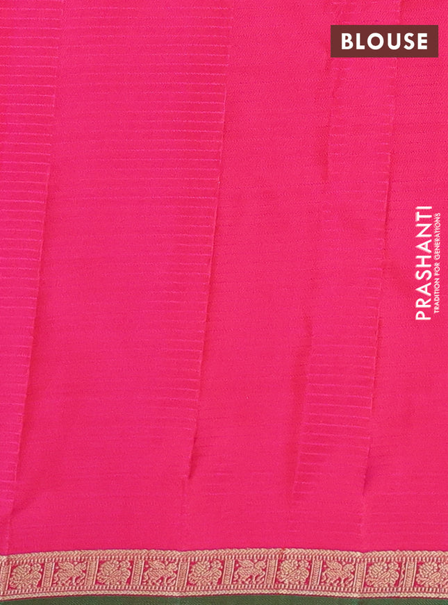 Pure kanchipuram silk saree dual shade of purple and pink with allover stripe pattern & zari woven buttas and small zari woven border