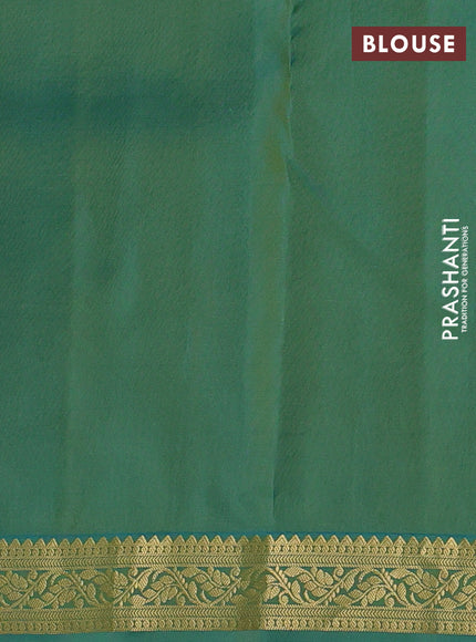 Pure kanchipuram silk saree yellow shade and teal green with zari woven buttas and zari woven border