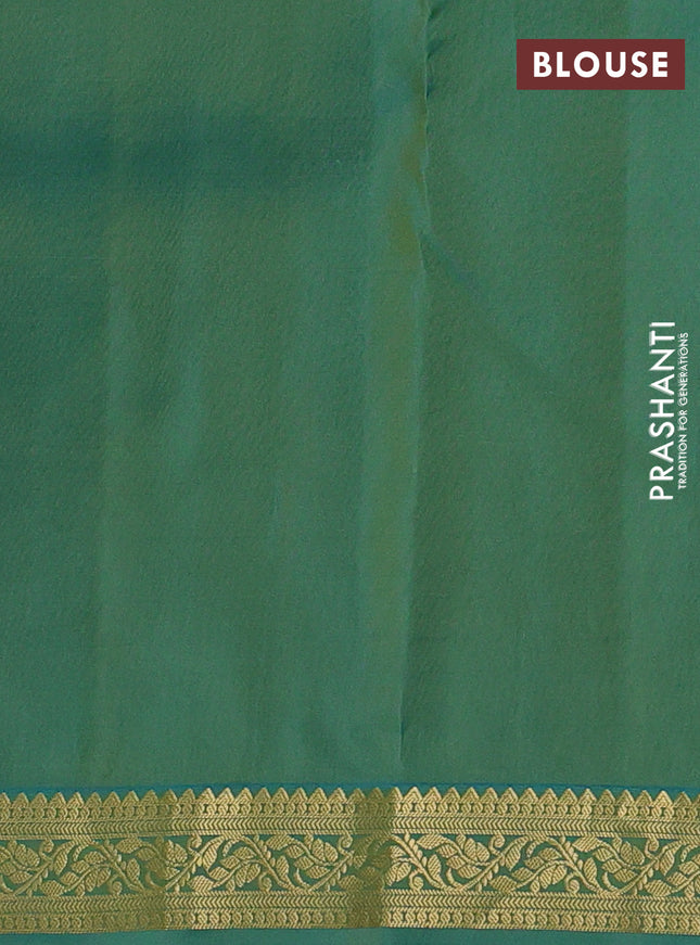 Pure kanchipuram silk saree yellow shade and teal green with zari woven buttas and zari woven border