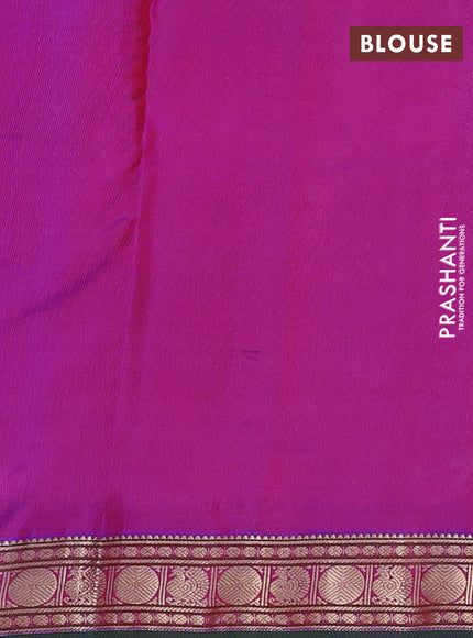 Pure kanchipuram silk saree purple and green with zari woven geometric buttas and zari woven border