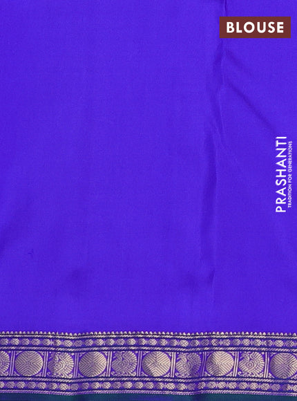 Pure kanchipuram silk saree royal blue and green with zari woven geometric buttas and zari woven border