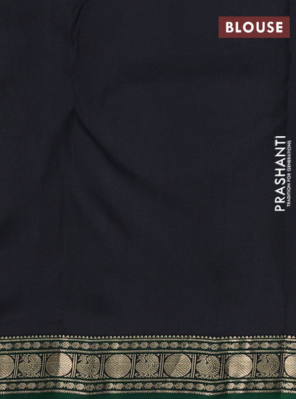 Pure kanchipuram silk saree black and green with zari woven geometric buttas and zari woven border